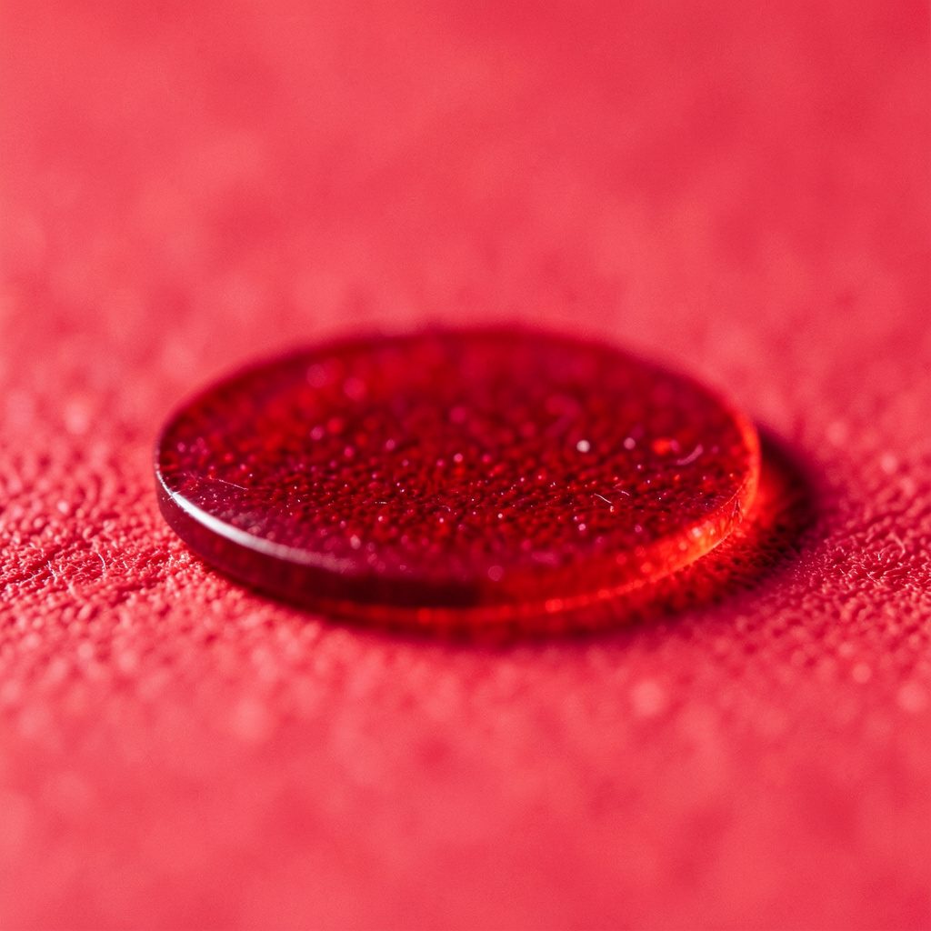 Plaquette de film sublingual sur fond neutre, teintes orangées et blanches, présentation sobre